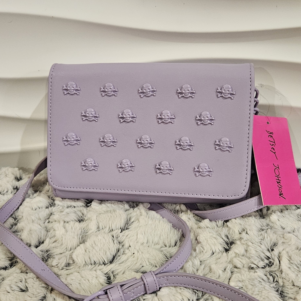 Betsey Johnson Lavender Skull Crossbody Bag